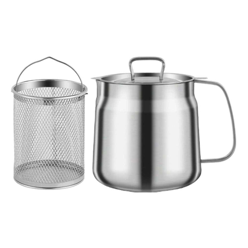 Multi-Functional 1.5/2L Stainless Steel Oil Filter Pot With Frying Basket