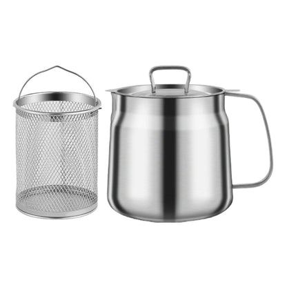 Multi-Functional 1.5/2L Stainless Steel Oil Filter Pot With Frying Basket