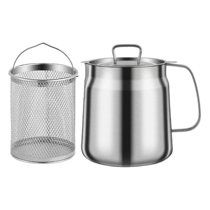 Multi-Functional 1.5/2L Stainless Steel Oil Filter Pot With Frying Basket