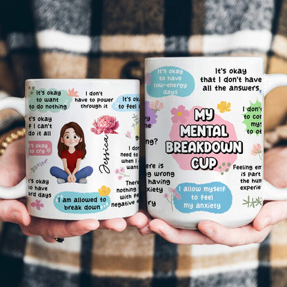 My Mental Breakdown Cup Cartoon With Birth Flower - Personalized Mug