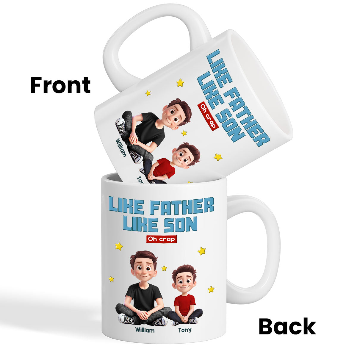 Like Father Like Daughter Son Cartoon Funny Style Personalized Mug, Gift For Dad
