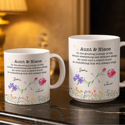 Aunt And Niece's Bond With Flowers And Butterfly - Personalized Custom Coffee Mug - NCE010_MG