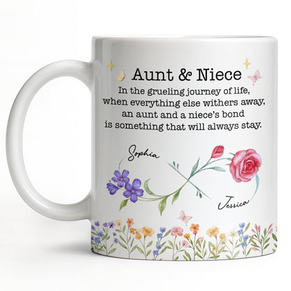 Aunt And Niece's Bond With Flowers And Butterfly - Personalized Custom Coffee Mug - NCE010_MG