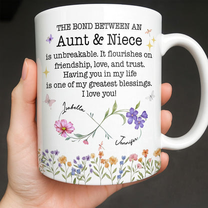 The Bond Between An Aunt And Niece, Unbreakable Relationship, Love And Friendship - Personalized Custom Coffee Mug - NCE022_MG