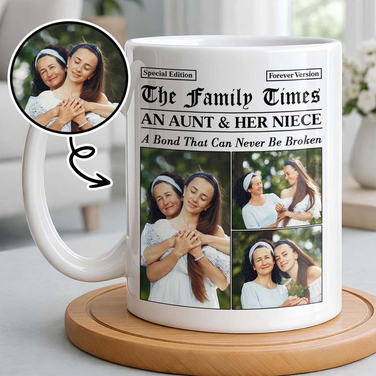 An Aunt & Her Niece, A Bond That Can Never Be Broken - Personalized Custom Coffee Mug - NCE035_MG