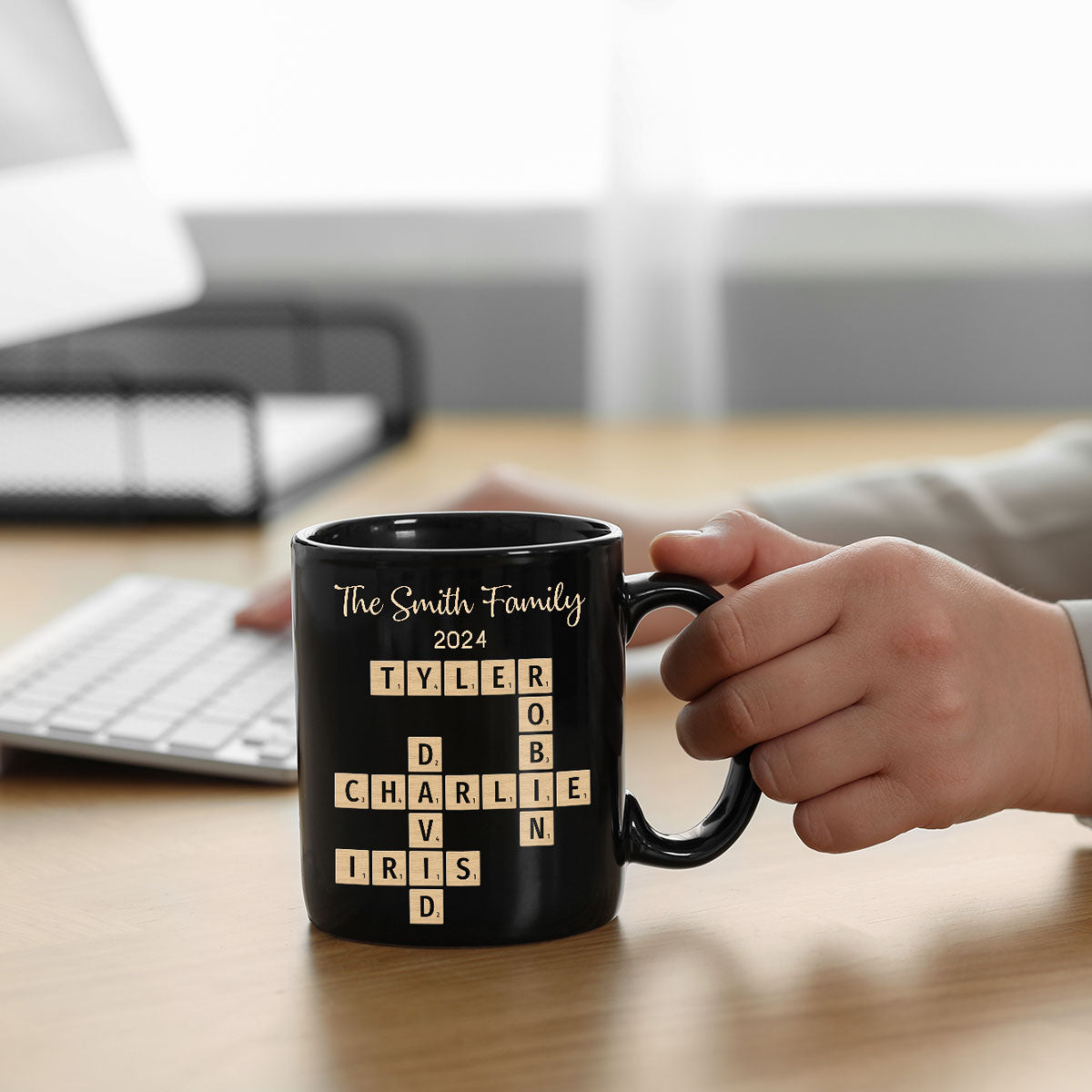 Family Forever Linked Together Crossword Puzzle Art Personalized Mug, Gift For Brothers, Sisters, Siblings, Family