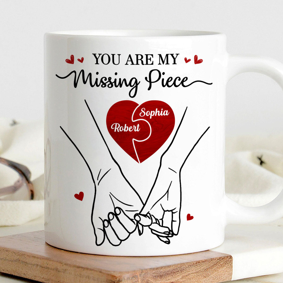 You Are My Missing Piece Couple Hands Outline Anniversary Gift Gift Personalized Mug