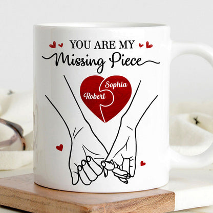 You Are My Missing Piece Couple Hands Outline Anniversary Gift Gift Personalized Mug