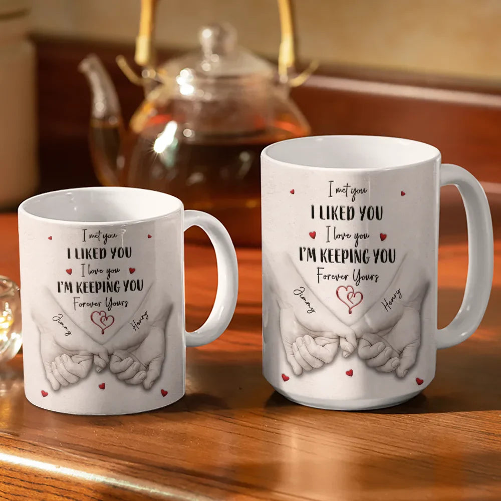 3D Inflated Effect Printed Couple Loved You Then Love You Still - Personalized White Edge-to-Edge Mug