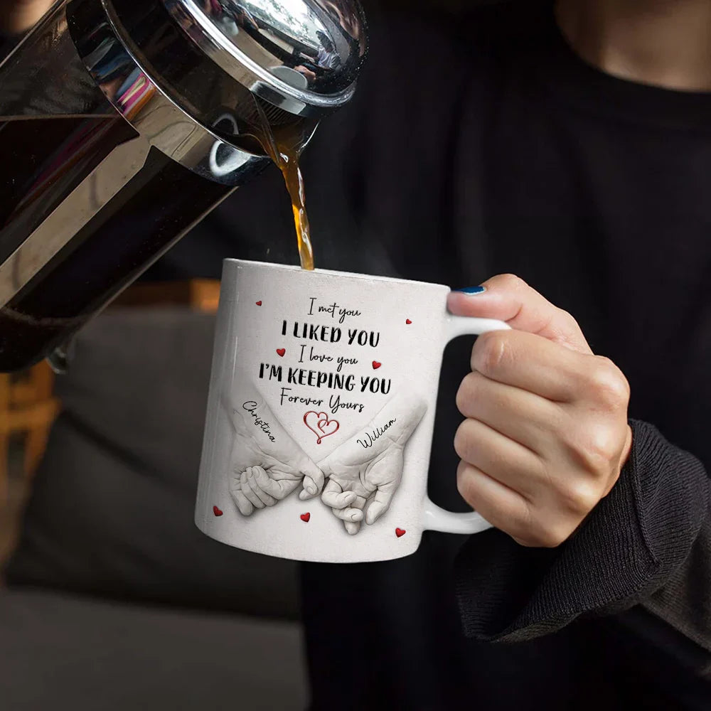 3D Inflated Effect Printed Couple Loved You Then Love You Still - Personalized White Edge-to-Edge Mug