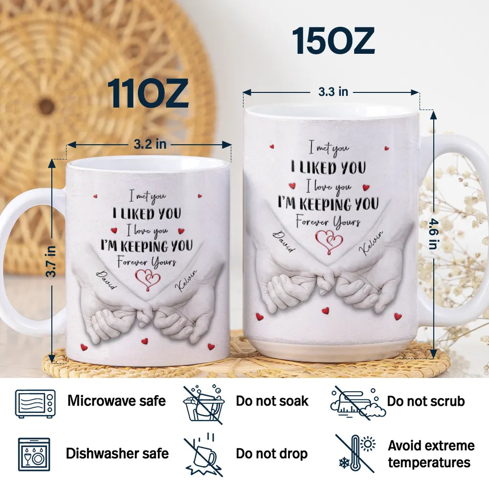 3D Inflated Effect Printed Couple Loved You Then Love You Still - Personalized White Edge-to-Edge Mug