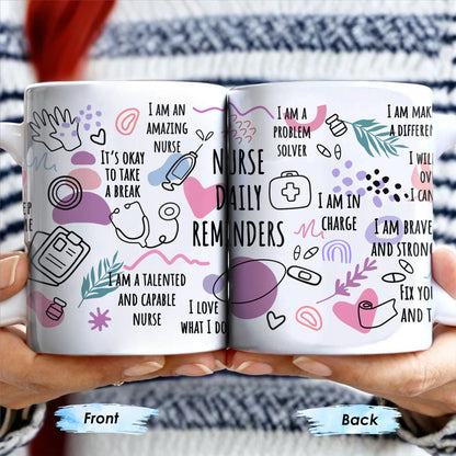 How Nurses Heal: One Step At A Time, Daily Nurse Reminders, Stethoscope, Capsule - Personalized Custom Coffee Mug - NUR012_MG