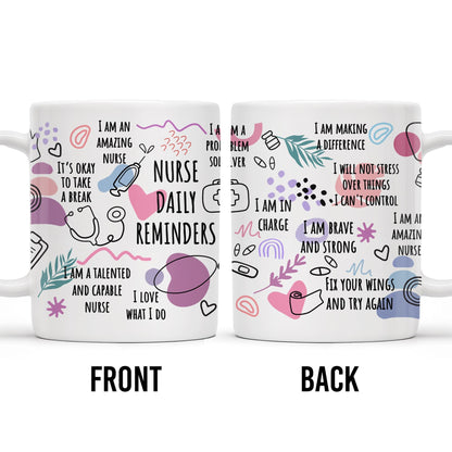 How Nurses Heal: One Step At A Time, Daily Nurse Reminders, Stethoscope, Capsule - Personalized Custom Coffee Mug - NUR012_MG