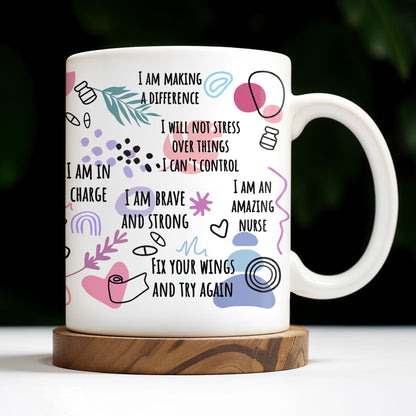 How Nurses Heal: One Step At A Time, Daily Nurse Reminders, Stethoscope, Capsule - Personalized Custom Coffee Mug - NUR012_MG