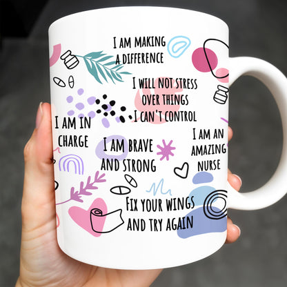 How Nurses Heal: One Step At A Time, Daily Nurse Reminders, Stethoscope, Capsule - Personalized Custom Coffee Mug - NUR012_MG