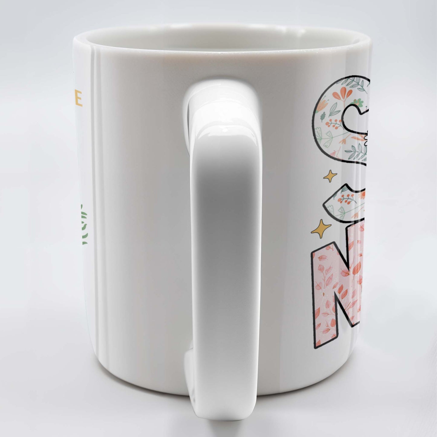 Strong, Compassionate, Loving, Patient, Merciful, Peaceful, Kind, Flowers and Stars - Personalized Custom Coffee Mug - NUR014_MG