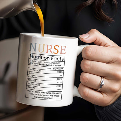 Nurse Nutrition Facts, Miracle Worker, Essential Traits - Personalized Custom Coffee Mug - NUR015_MG