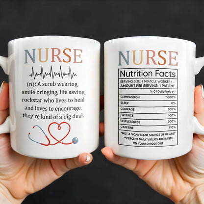 Nurse Nutrition Facts, Miracle Worker, Essential Traits - Personalized Custom Coffee Mug - NUR015_MG