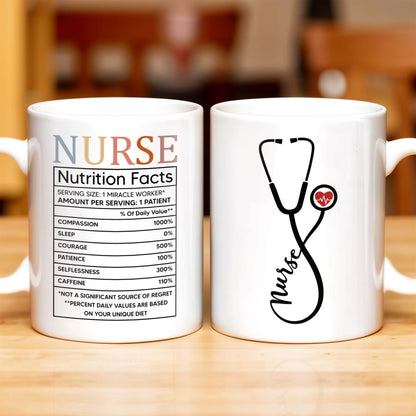 Nurse, Stethoscope and Heartbeat - Personalized Custom Coffee Mug - NUR016_MG