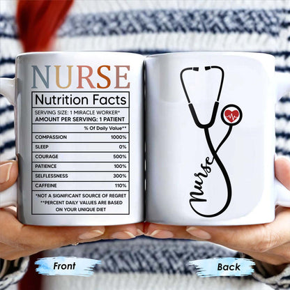 Nurse, Stethoscope and Heartbeat - Personalized Custom Coffee Mug - NUR016_MG