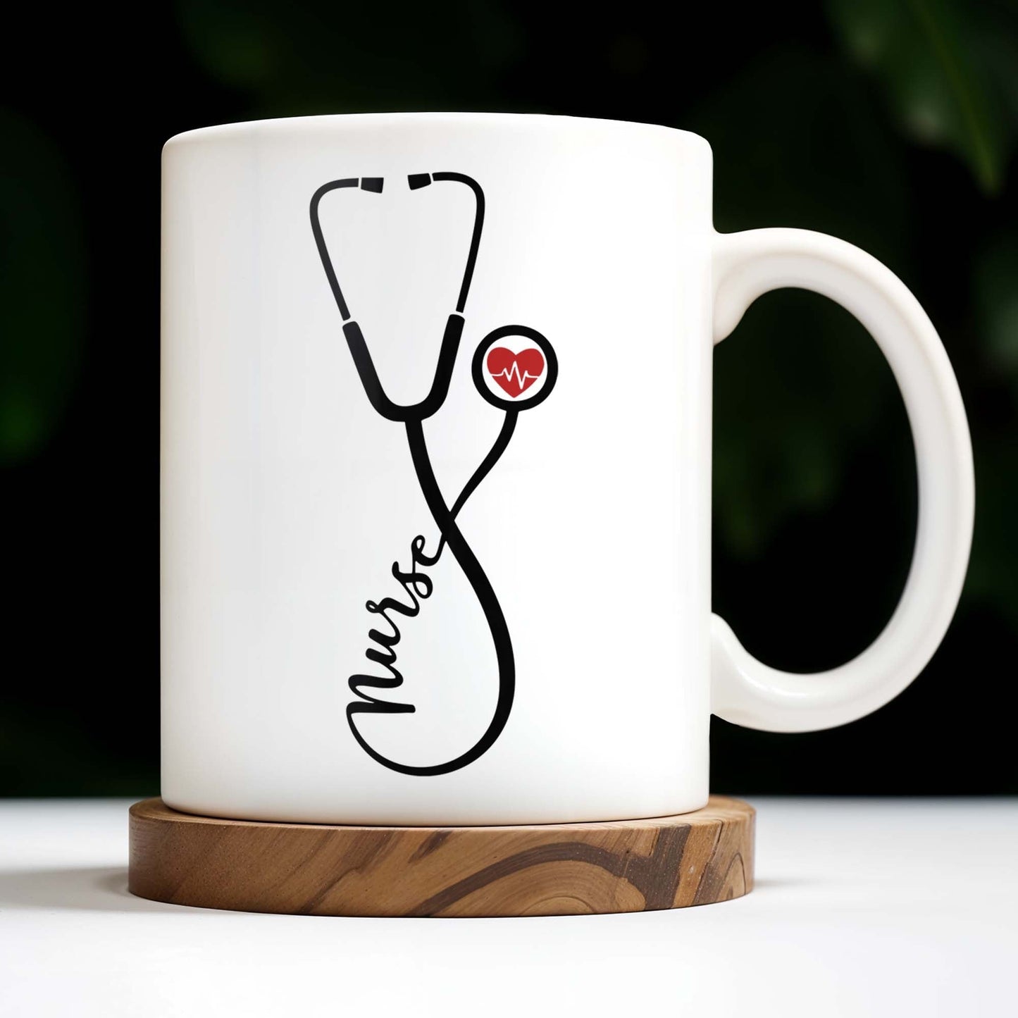 Nurse, Stethoscope and Heartbeat - Personalized Custom Coffee Mug - NUR016_MG