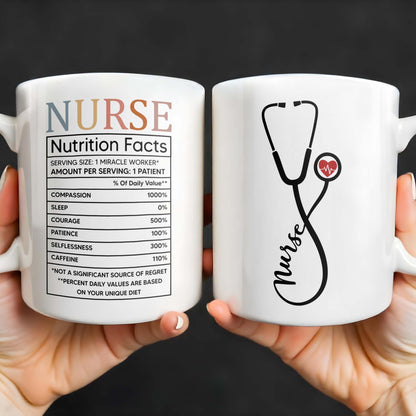 Nurse, Stethoscope and Heartbeat - Personalized Custom Coffee Mug - NUR016_MG