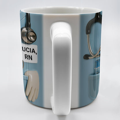 Celebrate Everyday Heroes, Stethoscope And Medical Instruments - Personalized Custom Coffee Mug - NUR021_MG