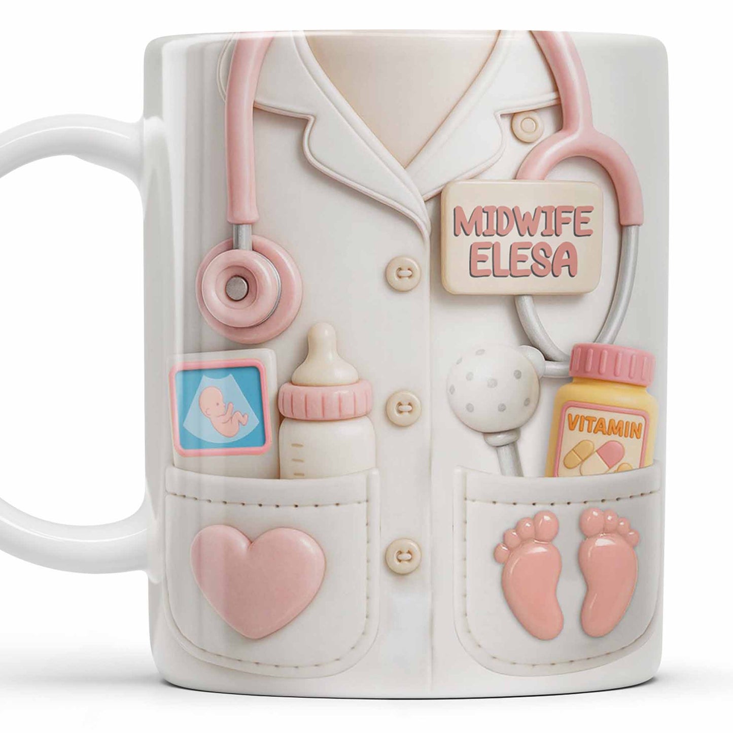 Celebrate Your Favorite Midwife With Essentials - Personalized Custom Coffee Mug - NUR034_MG