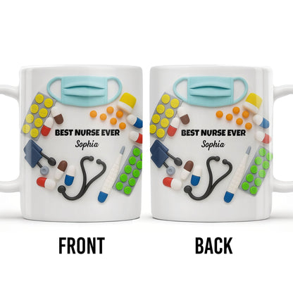 Best Nurse Ever With Stethoscope And Medical Tools - Personalized Custom Coffee Mug - NUR057_MG