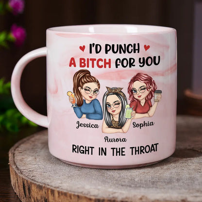 Right In The Throat Besties - Personalized Marble Mug