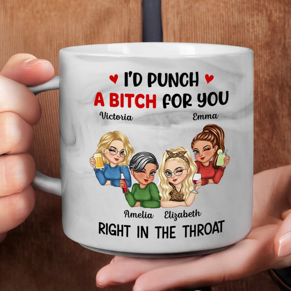 Right In The Throat Besties - Personalized Marble Mug
