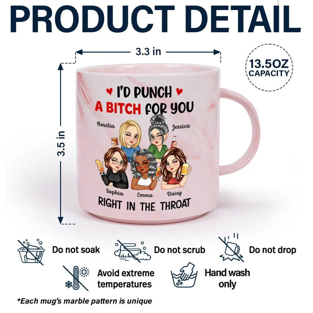 Right In The Throat Besties - Personalized Marble Mug