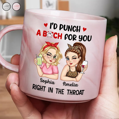 Right In The Throat Besties - Personalized Marble Mug