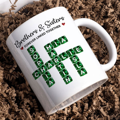 Brothers Sisters Forever Linked Together 3D Crystal Crossword - Personalized Mug - Sentimental Gift for for Loved Ones