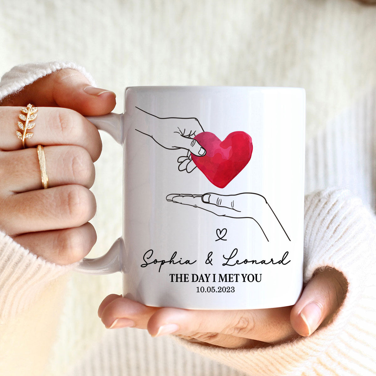 Give You My Heart Couple Hands Personalized Mug, gift, Anniversary gift for Couples