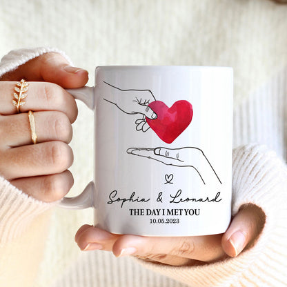 Give You My Heart Couple Hands Personalized Mug, gift, Anniversary gift for Couples