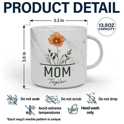 Nana Grandma Mom Birth Flowers - Personalized Marble Mug