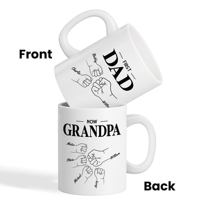 First Dad Now Grandpa Fist Bump Outline Father's Day Gift Personalized Mug