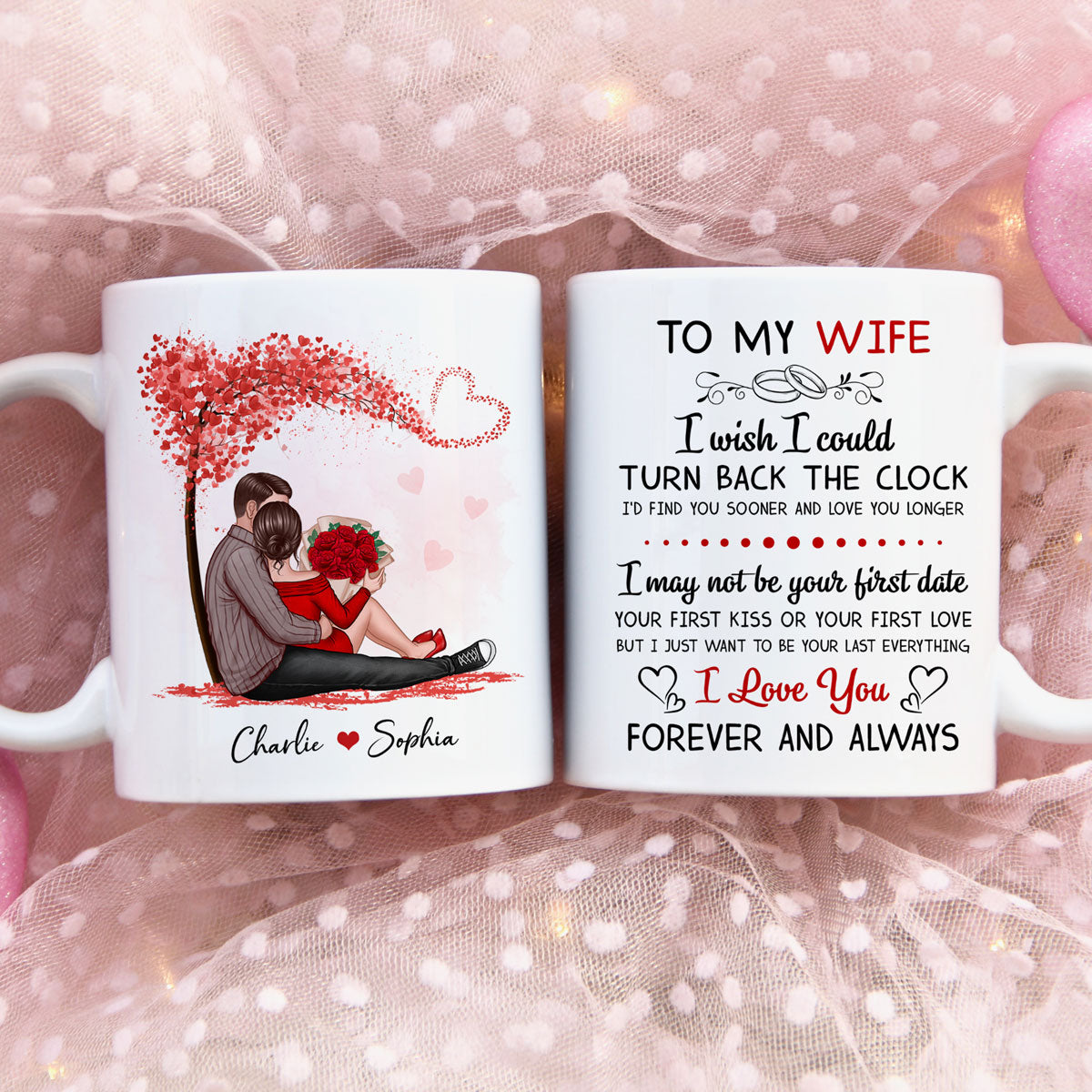 To My Husband Wife Couple Sitting Personalized Mug - Valentine's Day Gift - Anniversary Gift