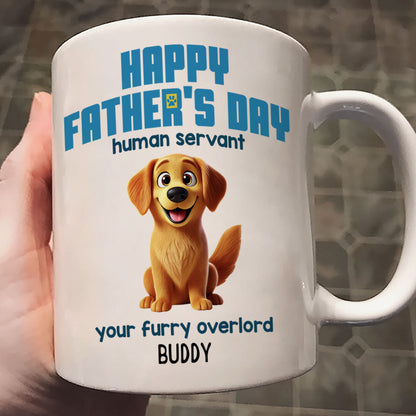 Happy Mother's Day Father's Day Human Servant Cartoon Funny Dogs Blue Tone Personalized Mug
