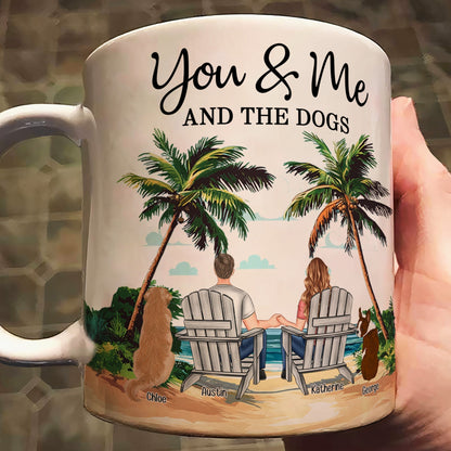 Personalized White Ceramic Mug You & Me and the Dogs, Custom Mug for Couples with Their Dogs, Perfect Gift for Dog Lovers,