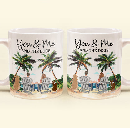 Personalized White Ceramic Mug You & Me and the Dogs, Custom Mug for Couples with Their Dogs, Perfect Gift for Dog Lovers,