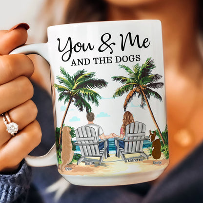Personalized White Ceramic Mug You & Me and the Dogs, Custom Mug for Couples with Their Dogs, Perfect Gift for Dog Lovers,
