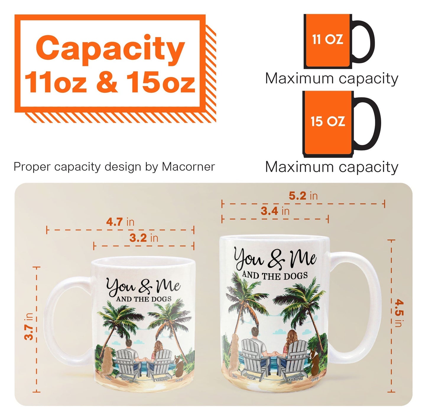New Version Beach Scene You & Me And The Dogs - Personalized Mug