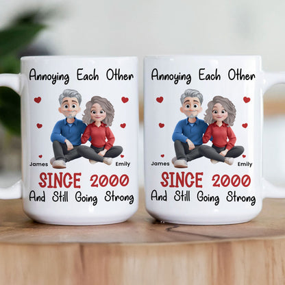 New Version Couple Cartoon Style Annoying Each Other Since - Personalized Mug