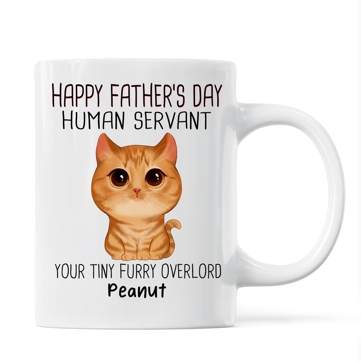 Watercolor Cute Cats Happy Father's Day Cat Human Servant - Personalized Mug
