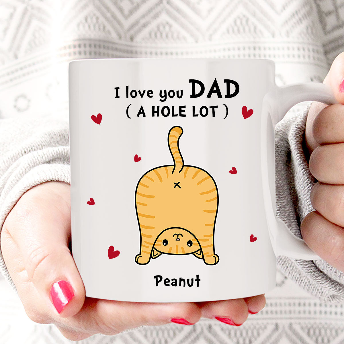 Cat Dad Love You A W-hole Lot Father's Day Gift Personalized Mug