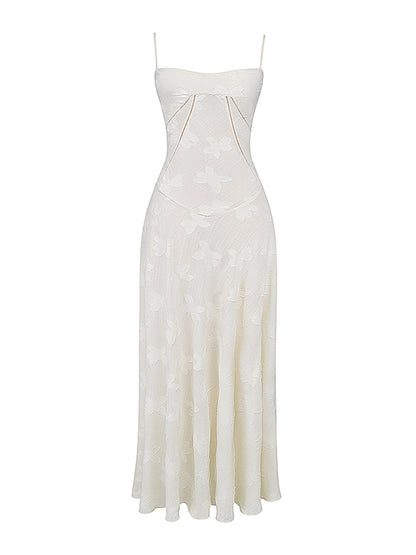 Elegant Thin Straps Floral Lace Maxi Dress