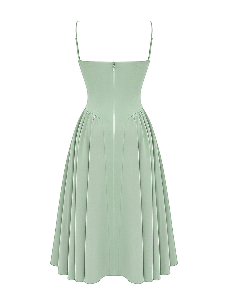 Sweetheart Neck Spaghetti Straps Volume Midi Dress