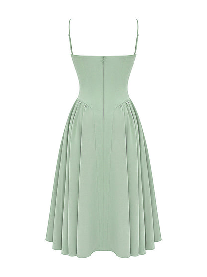 Sweetheart Neck Spaghetti Straps Volume Midi Dress